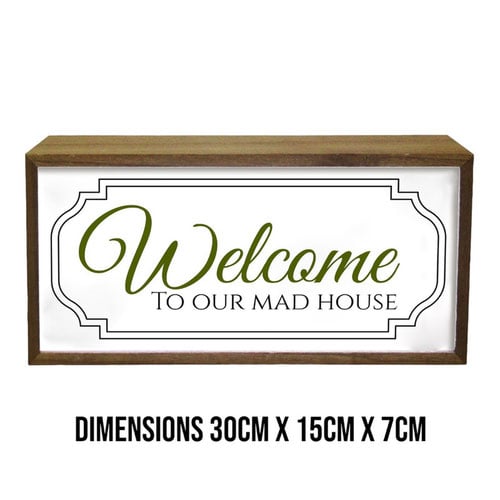 Welcome To Our Mad House LED Light Box Wood Room Sign Product Gallery Image