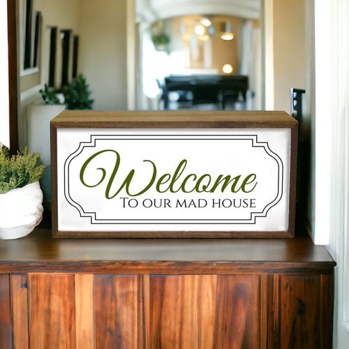 Welcome To Our Mad House LED Light Box Wood Room Sign Product Gallery Image
