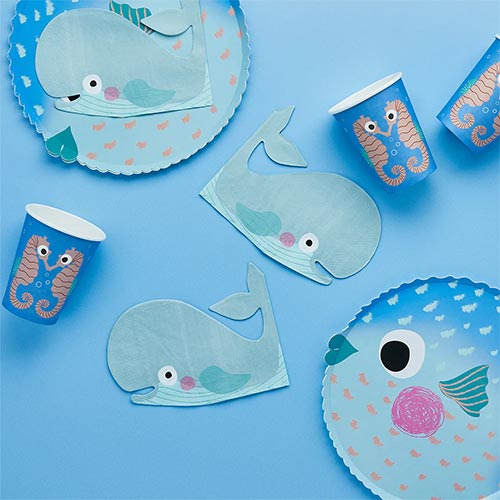 Whale Shaped Paper Napkins 3 Ply 33cm - Pack of 16 Product Gallery Image