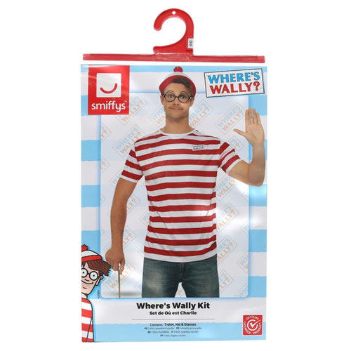 Where's Wally? Unisex Fancy Dress Costume Accessories Kit with Medium T-Shirt Product Gallery Image