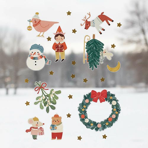 Whimsical Animal Christmas Window Sticker Decorations