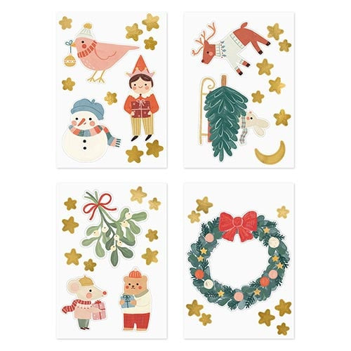 Whimsical Animal Christmas Window Sticker Decorations Product Gallery Image