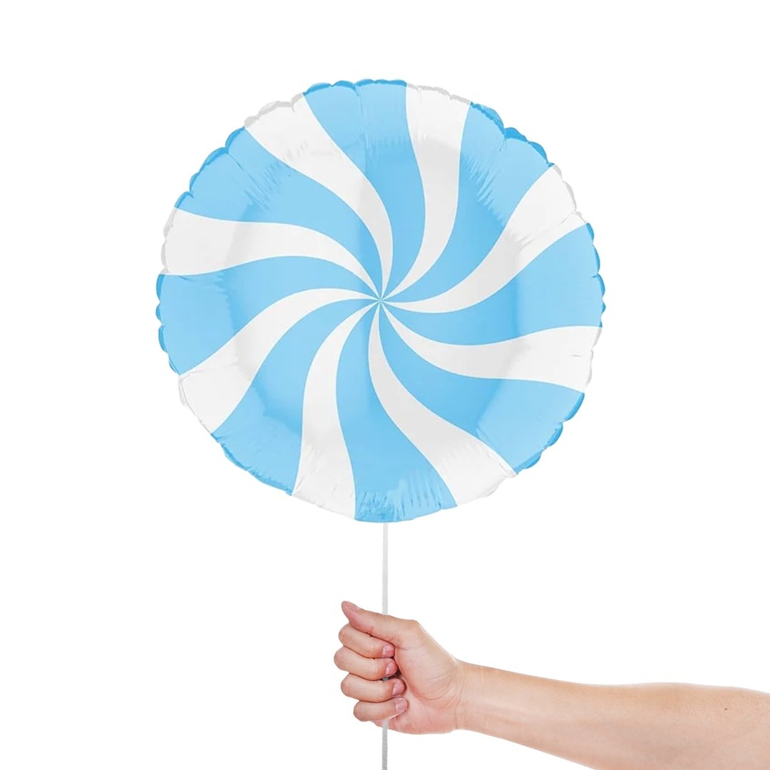 White & Matte Blue Candy Swirl Round Foil Helium Balloon 46cm / 18 in Product Gallery Image