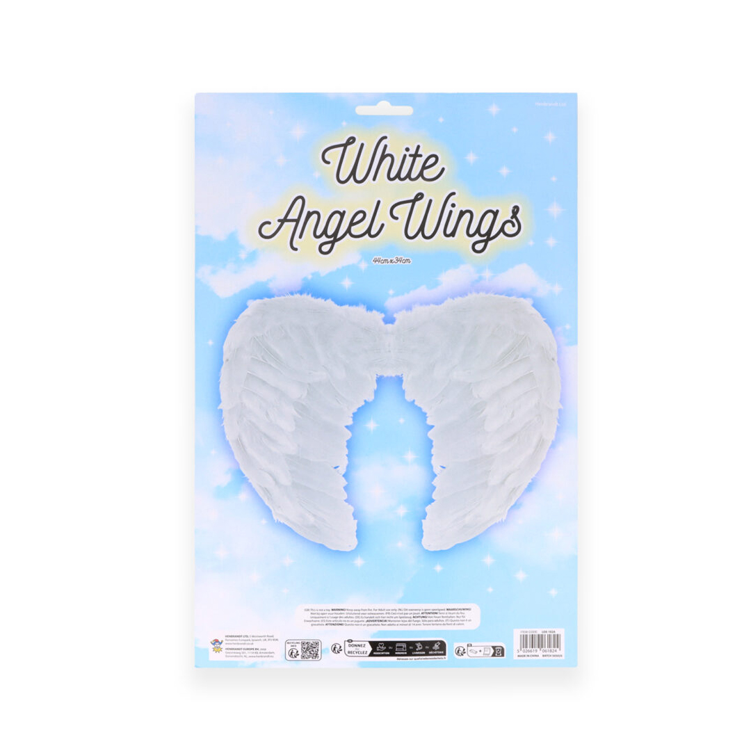 White Angel Feather Wings One Size Adults Fancy Dress Accessory View 3
