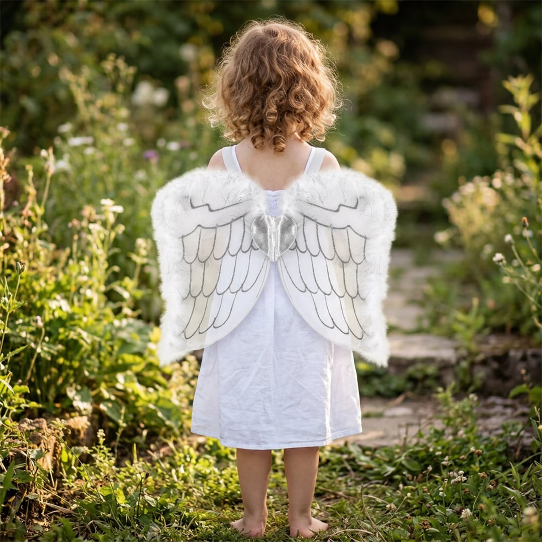 White Angel Wings One Size Kids Fancy Dress Accessory