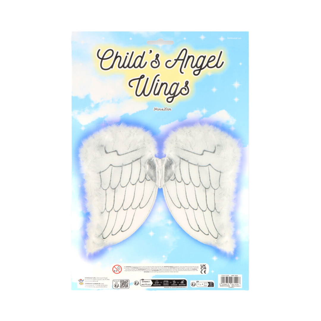 White Angel Wings One Size Kids Fancy Dress Accessory View 3