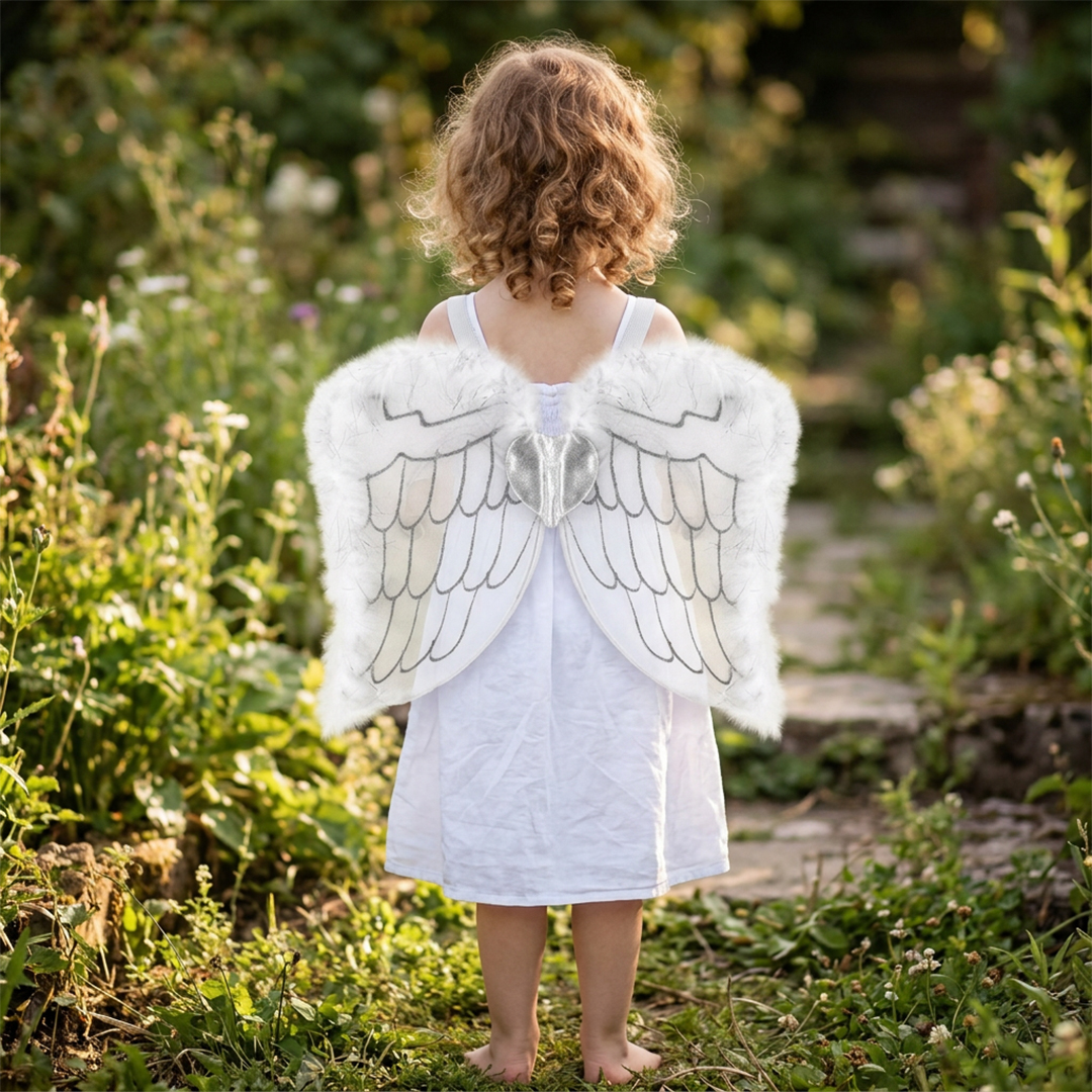 White Angel Wings One Size Kids Fancy Dress Accessory View 2