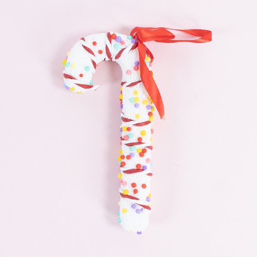 White Candy Cane with Red Ribbon Hanging Christmas Decoration 17cm Product Gallery Image