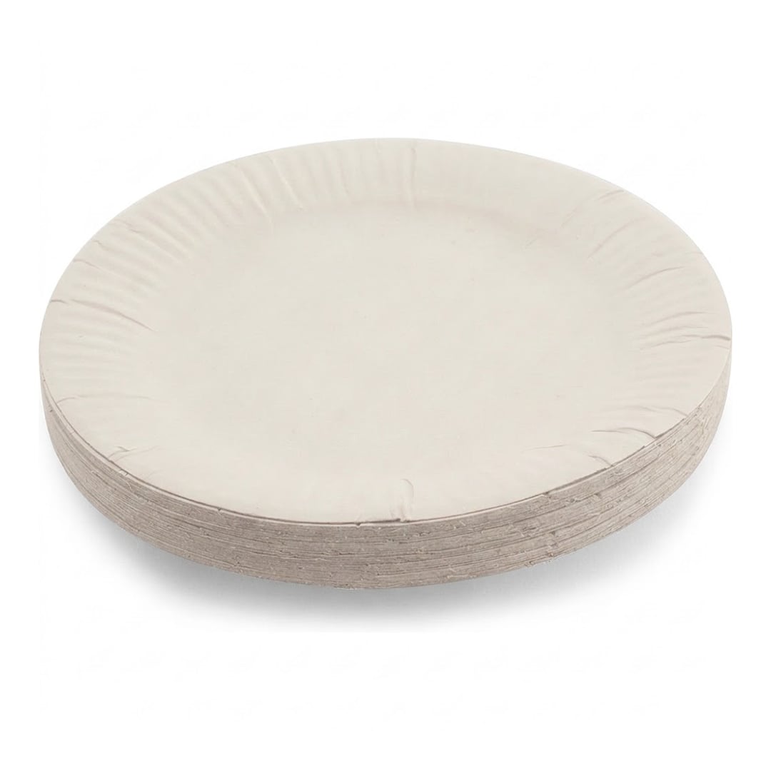 Plain White Biodegradable Round Paper Plates 18cm - Pack of 35 View 3