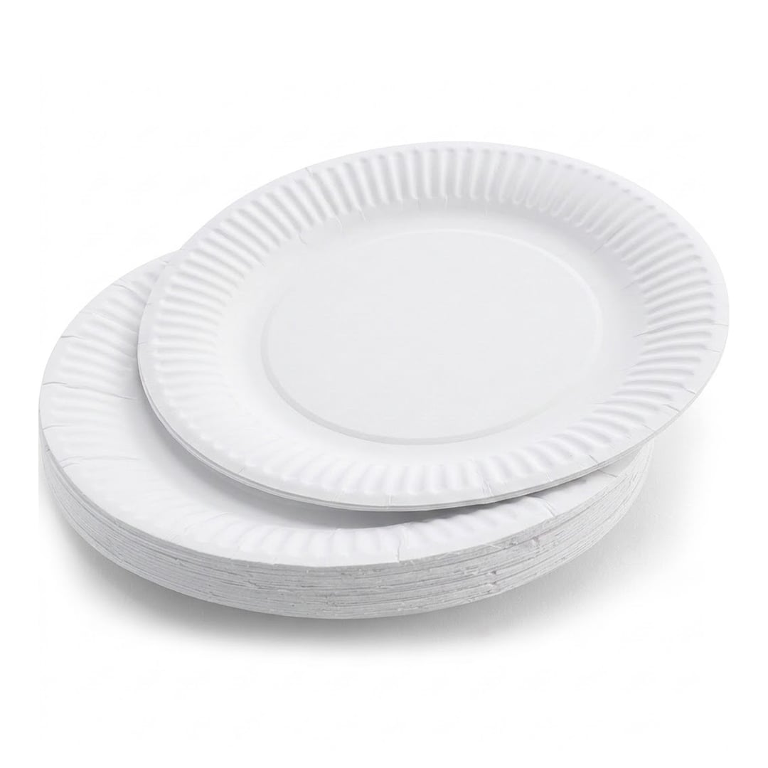 Plain White Biodegradable Round Paper Plates 18cm - Pack of 35 View 2