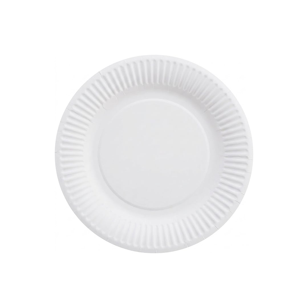 Plain White Biodegradable Round Paper Plates 18cm - Pack of 35