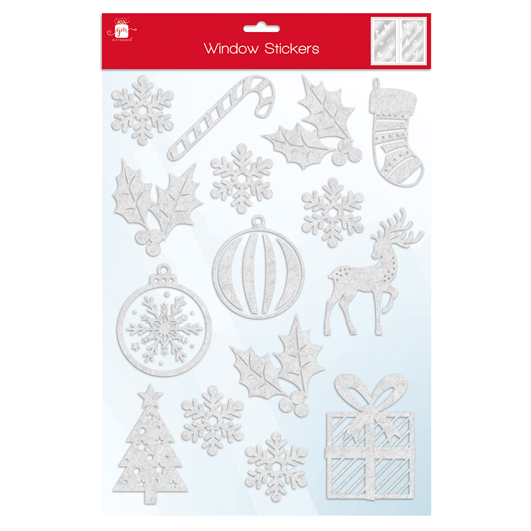 White Flock Christmas Window Stickers