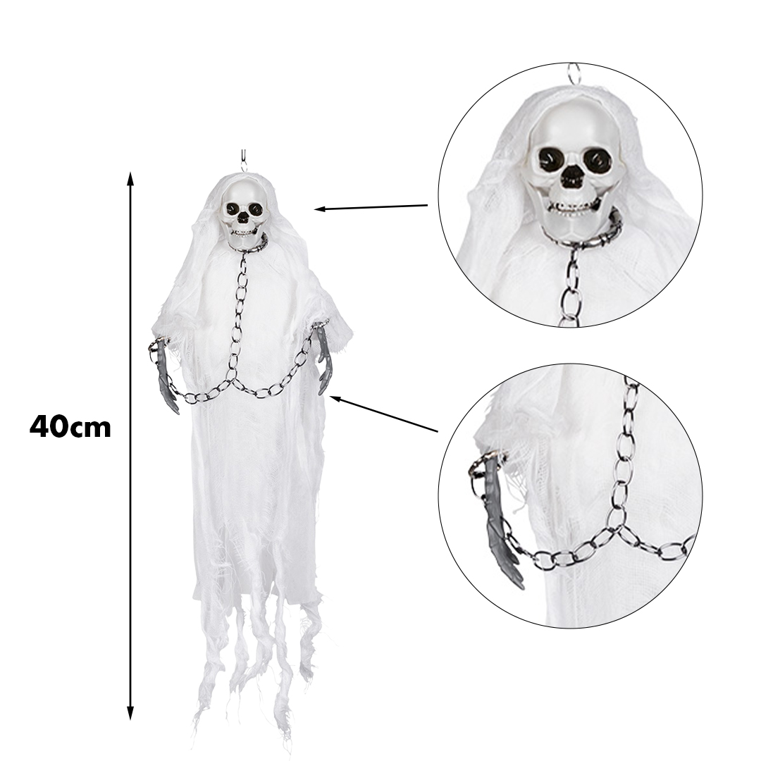 White Girl Skeleton Settler Halloween Prop Hanging Decoration 40cm View 3