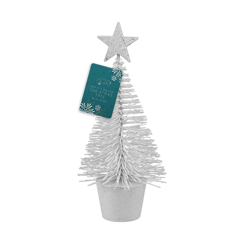 White Glitter Bottle Brush Christmas Tree Decoration 14cm Product Gallery Image