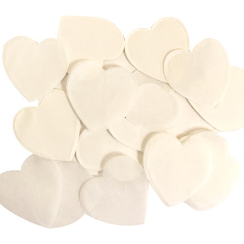 White Heart Shaped Tissue Paper Table Confetti 30mm 100g