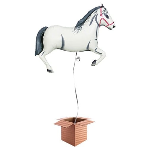 White Horse Helium Foil Giant Balloon - Inflated Balloon in a Box Product Image