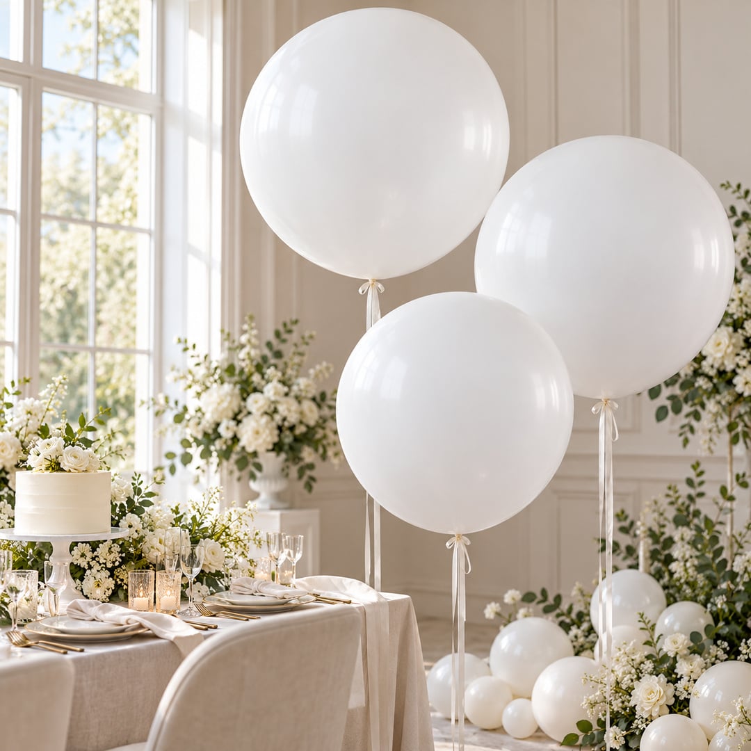 White Jumbo Latex Balloon 79cm / 31 in - Single View 2