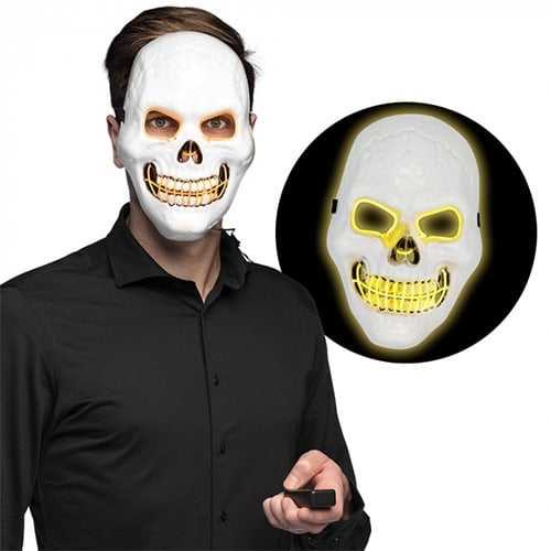 White Killer Skull Halloween LED Plastic Face Mask 27cm Product Gallery Image