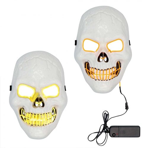 White Killer Skull Halloween LED Plastic Face Mask 27cm Product Gallery Image