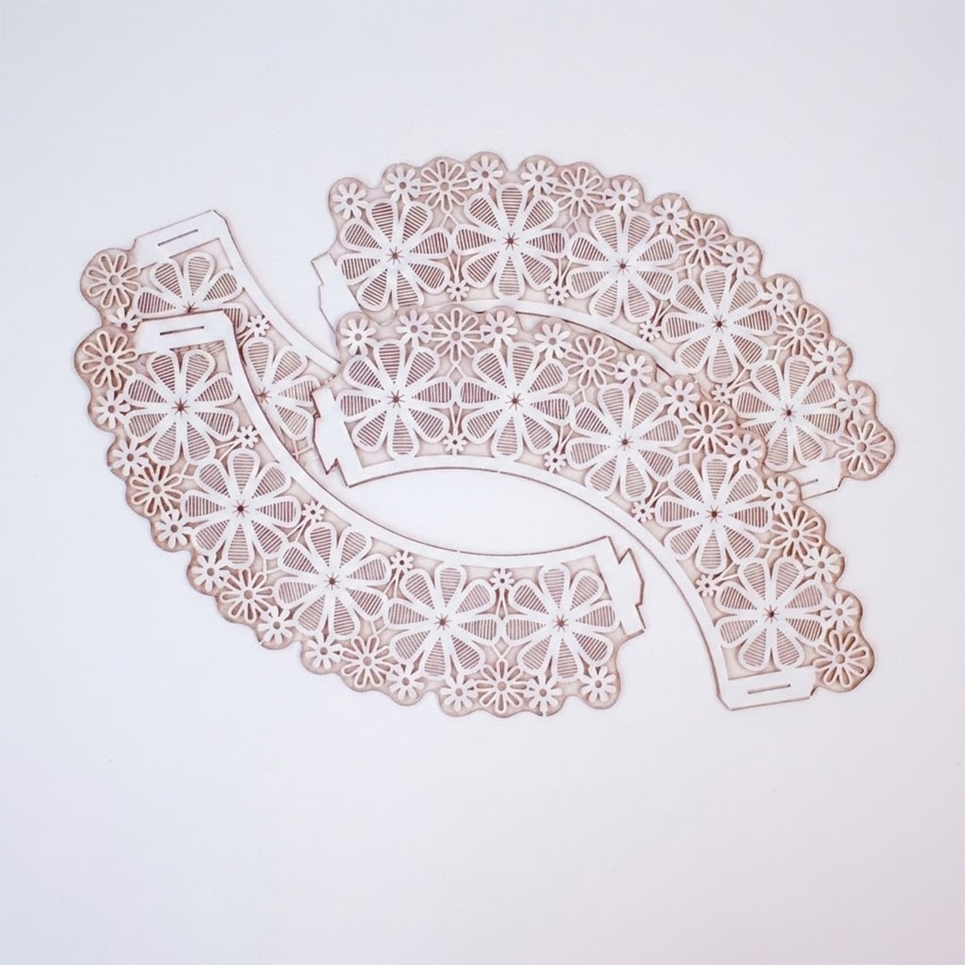 White Lace Flower Paper Cupcake Wraps - Pack of 12 View 2