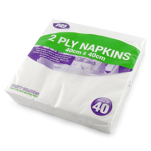 White Paper Napkins 40cm 2 Ply - Pack of 40 Product Gallery Image