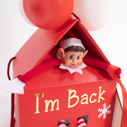 White Naughty Elf Arrival in a House with Wooden Christmas Envelope Product Gallery Image