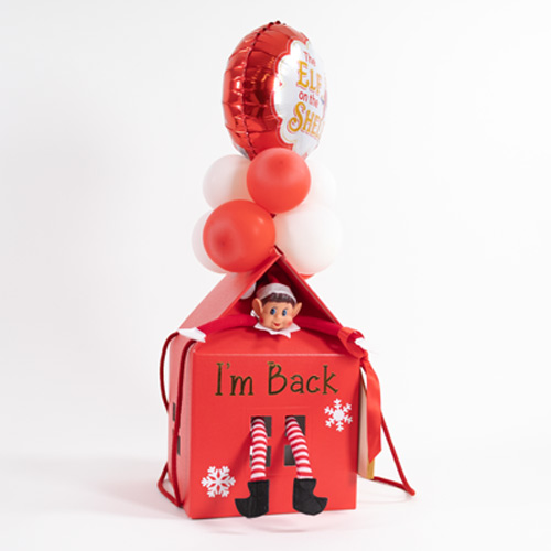 White Naughty Elf Arrival in a House with Wooden Christmas Envelope Product Gallery Image