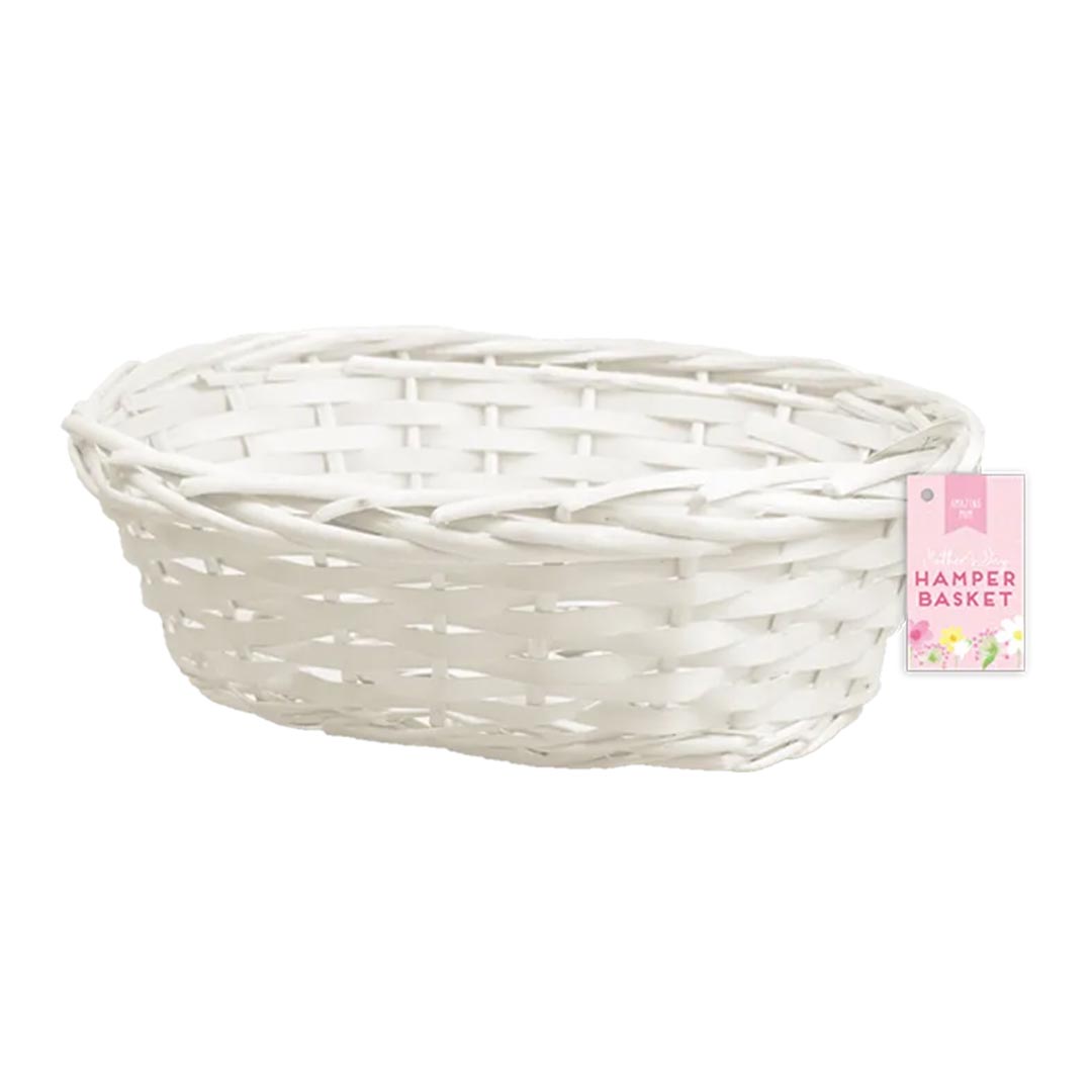 White Oval Woven Hamper Basket 30cm Product Gallery Image