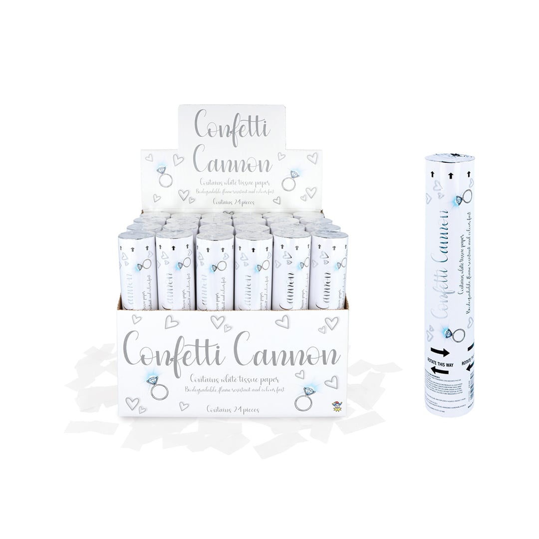 White Paper Biodegradable Small Confetti Cannon 20cm Product Gallery Image