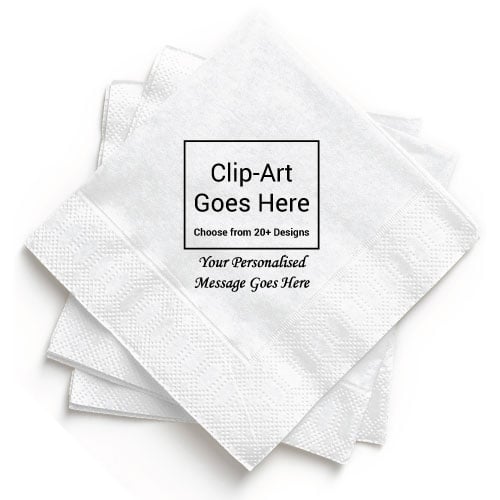 White Personalised Napkin - Pack of 50
