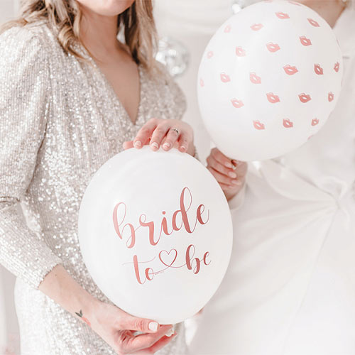 White Pink & Rose Gold Bride To Be Latex Balloons 30cm / 12 in - Pack of 6 Product Gallery Image