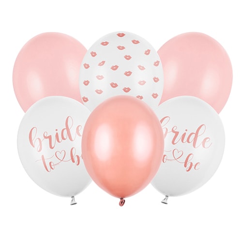 White Pink & Rose Gold Bride To Be Latex Balloons 30cm / 12 in - Pack of 6 Bundle Product Image