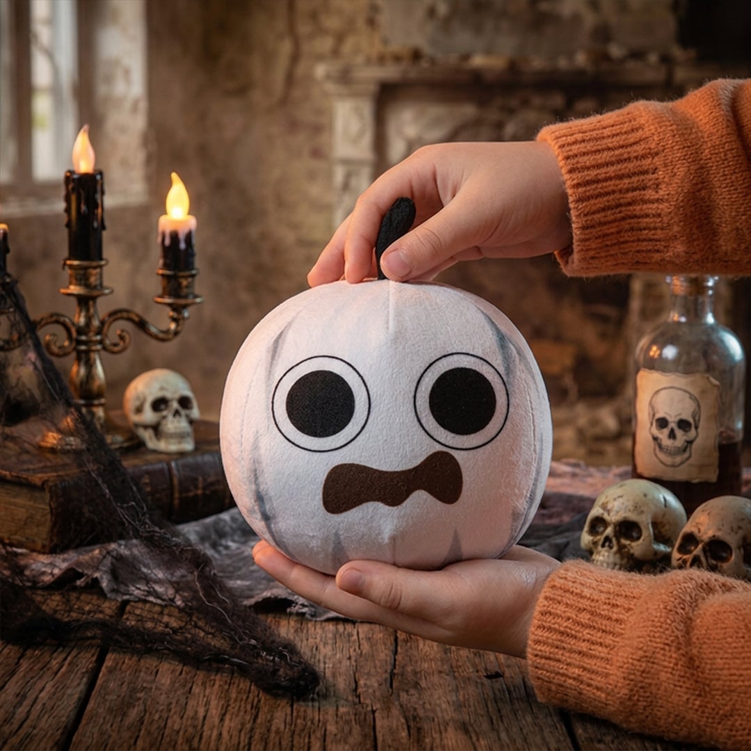 White Pumpkin Halloween Soft Toy Plush 13cm