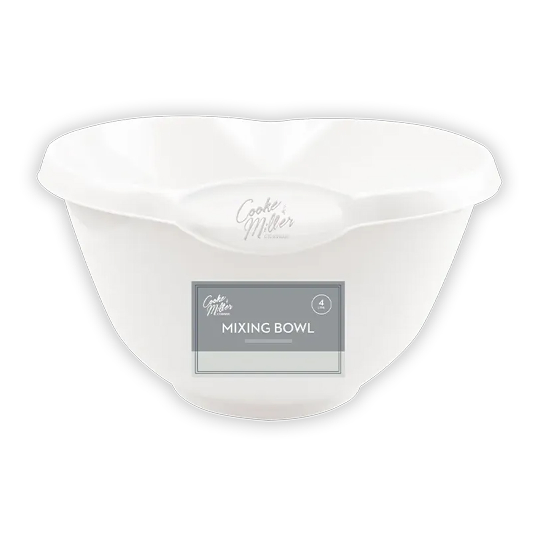 White Reusable Plastic Mixing Bowl 4L
