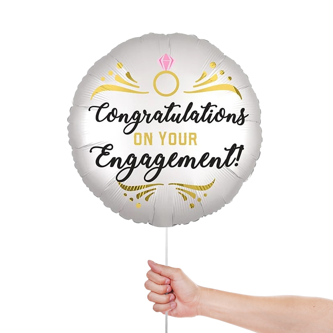 White Satin Engagement Round Foil Helium Balloon 46cm / 18 in Product Gallery Image