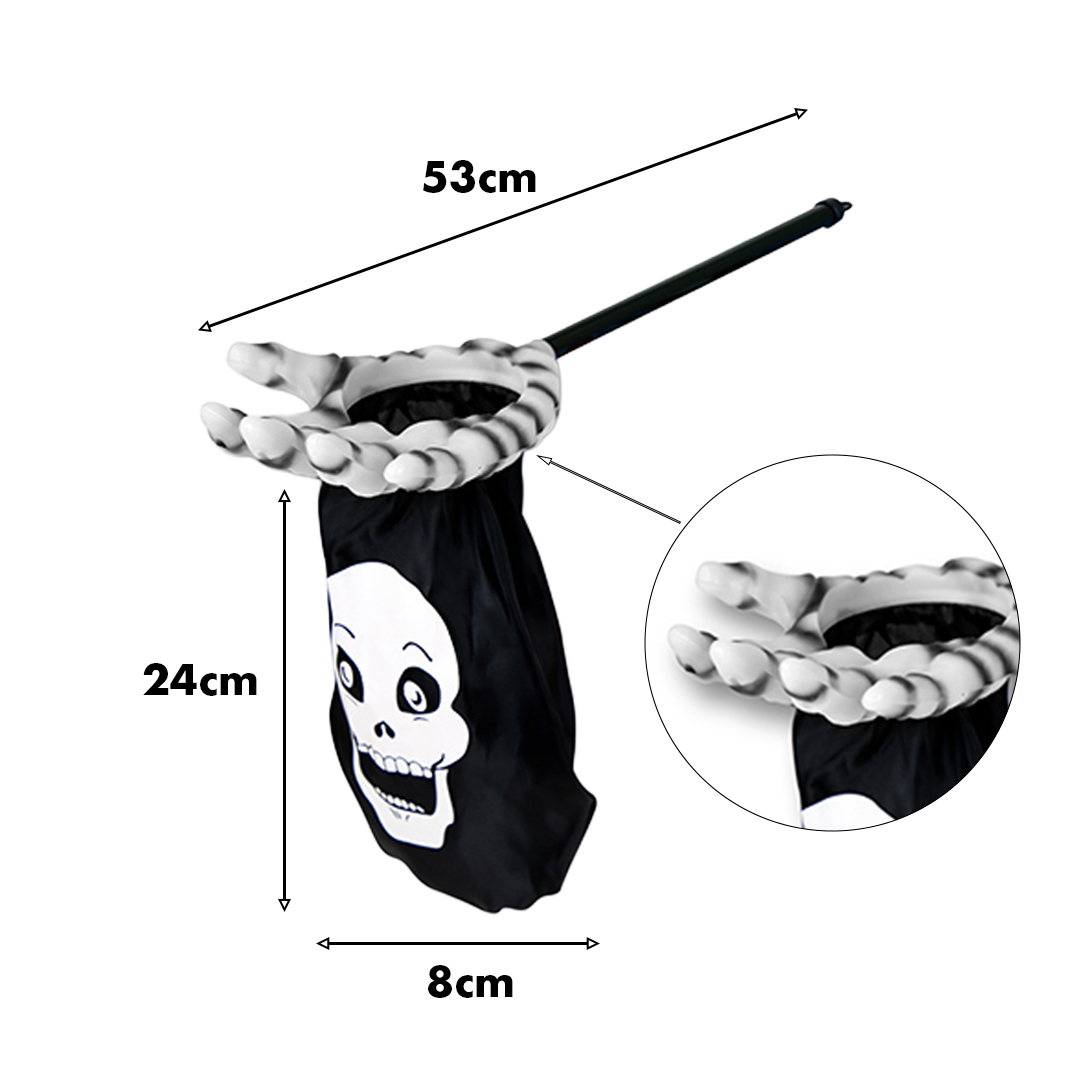 White Skeleton Hand Halloween Trick or Treat Plastic Bucket 53cm View 3