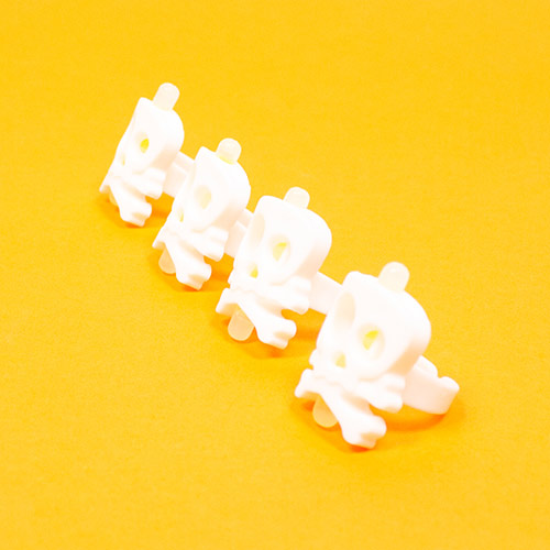 White Skull Hi-Glow Halloween Rings - Pack of 4 Product Gallery Image
