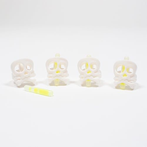 White Skull Hi-Glow Halloween Rings - Pack of 4 Product Gallery Image