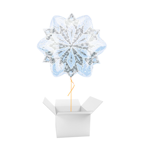 White Snowflake Christmas Shaped Foil Helium Balloon - Inflated Balloon in a Box Product Gallery Image