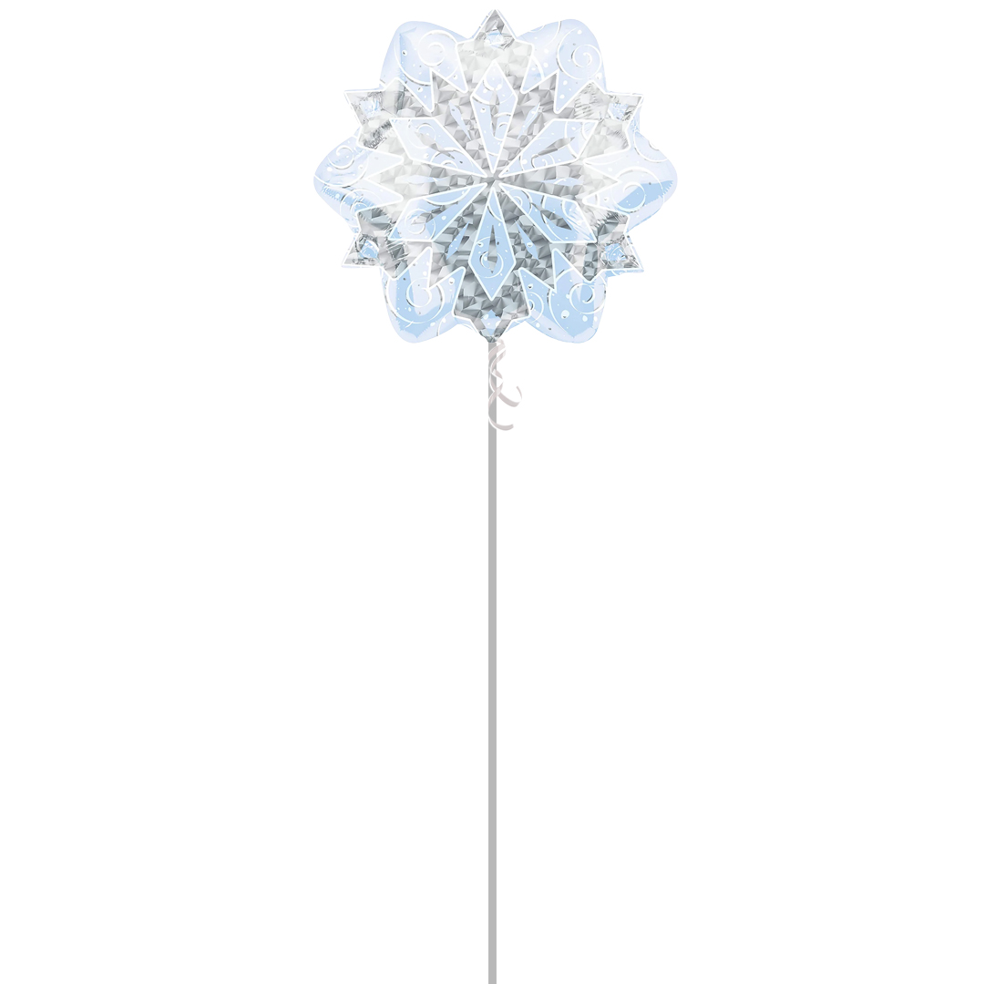 White Snowflake Christmas Shaped Foil Helium Balloon - Inflated Balloon in a Box
