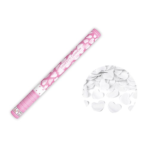 White Tissue Paper Hearts Large Confetti Cannon 60cm