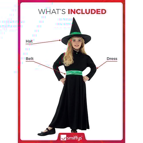 Wicked Witch Black and Green Girls Fancy Dress Costume Kids Small - Age 4-6 Product Gallery Image