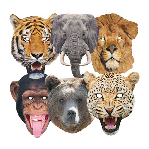 Wild Animals Cardboard Face Masks - Pack of 6 Product Image