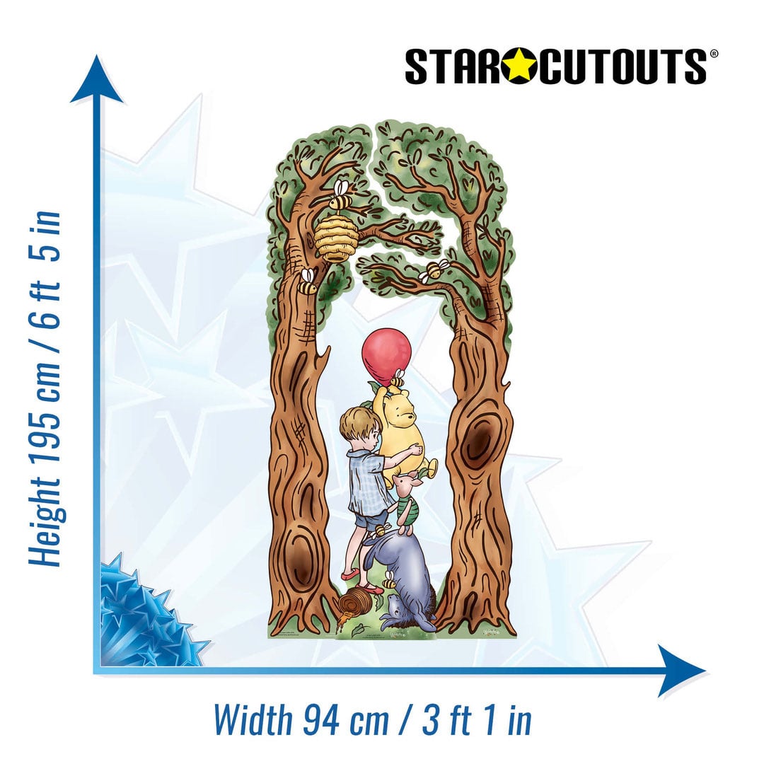Winnie Pooh Tree & Bear Balloon Triple Cardboard Cutout 195cm Product Gallery Image