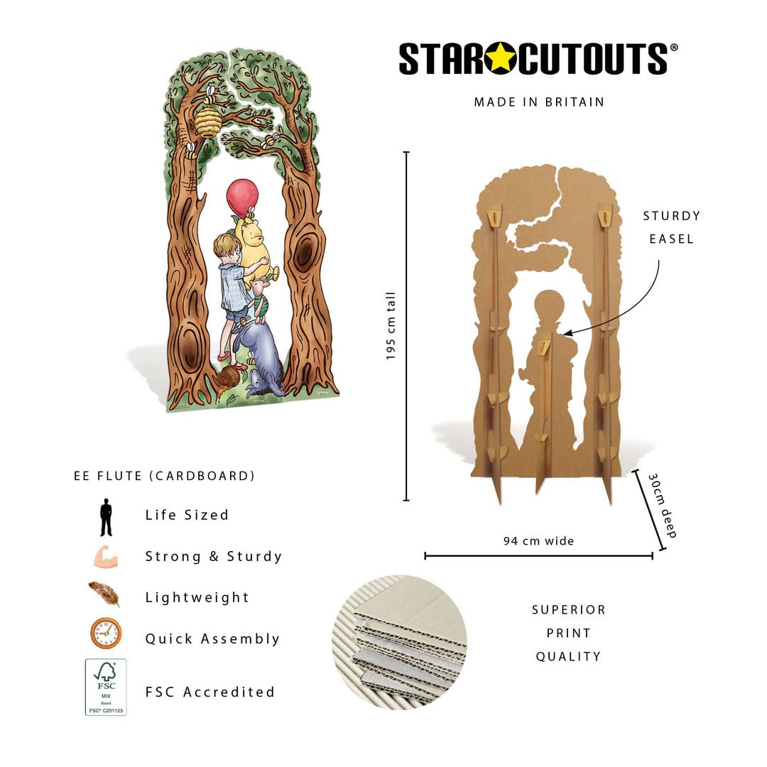 Winnie Pooh Tree & Bear Balloon Triple Cardboard Cutout 195cm Product Gallery Image