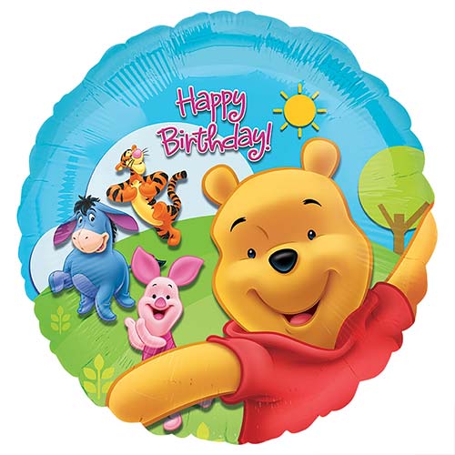 Winnie The Pooh & Friends Sunny Happy Birthday Round Foil Helium Balloon 46cm / 18 in Product Gallery Image