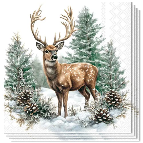 Winter Stag Christmas Paper Luncheon Napkins 3 Ply 33cm - Pack of 20 View 2