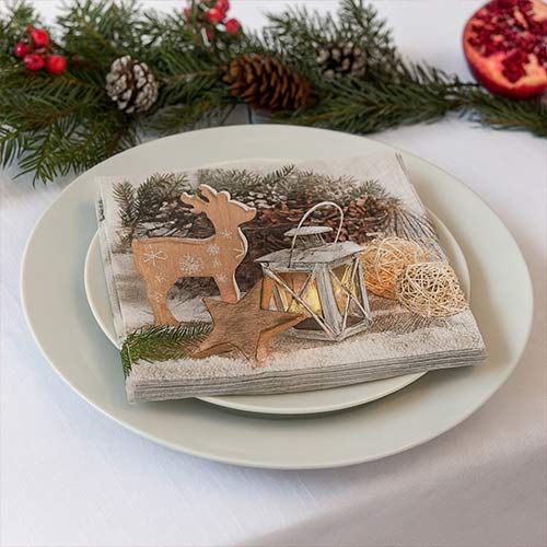 Winter Time Christmas Ornaments Premium Decoupage Paper Luncheon Napkins 33cm 3 Ply - Pack of 20