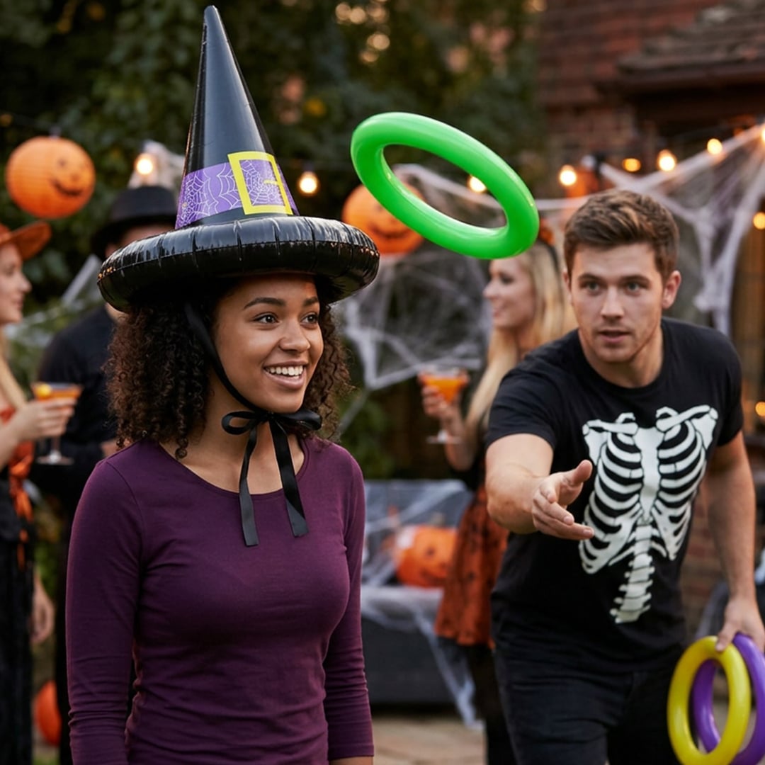 Witch Hat and Hoop Inflatable Halloween Game Set View 2