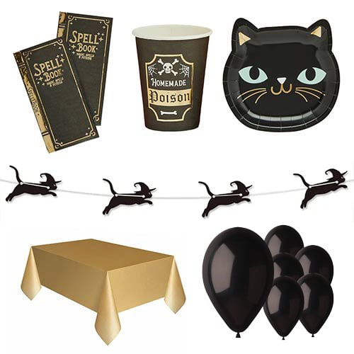 Witchy Cats Halloween 8 Person Deluxe Party Pack